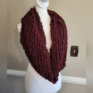 Ann Taylor Elegant Burgundy Crinkly Knit Infinity Scarf